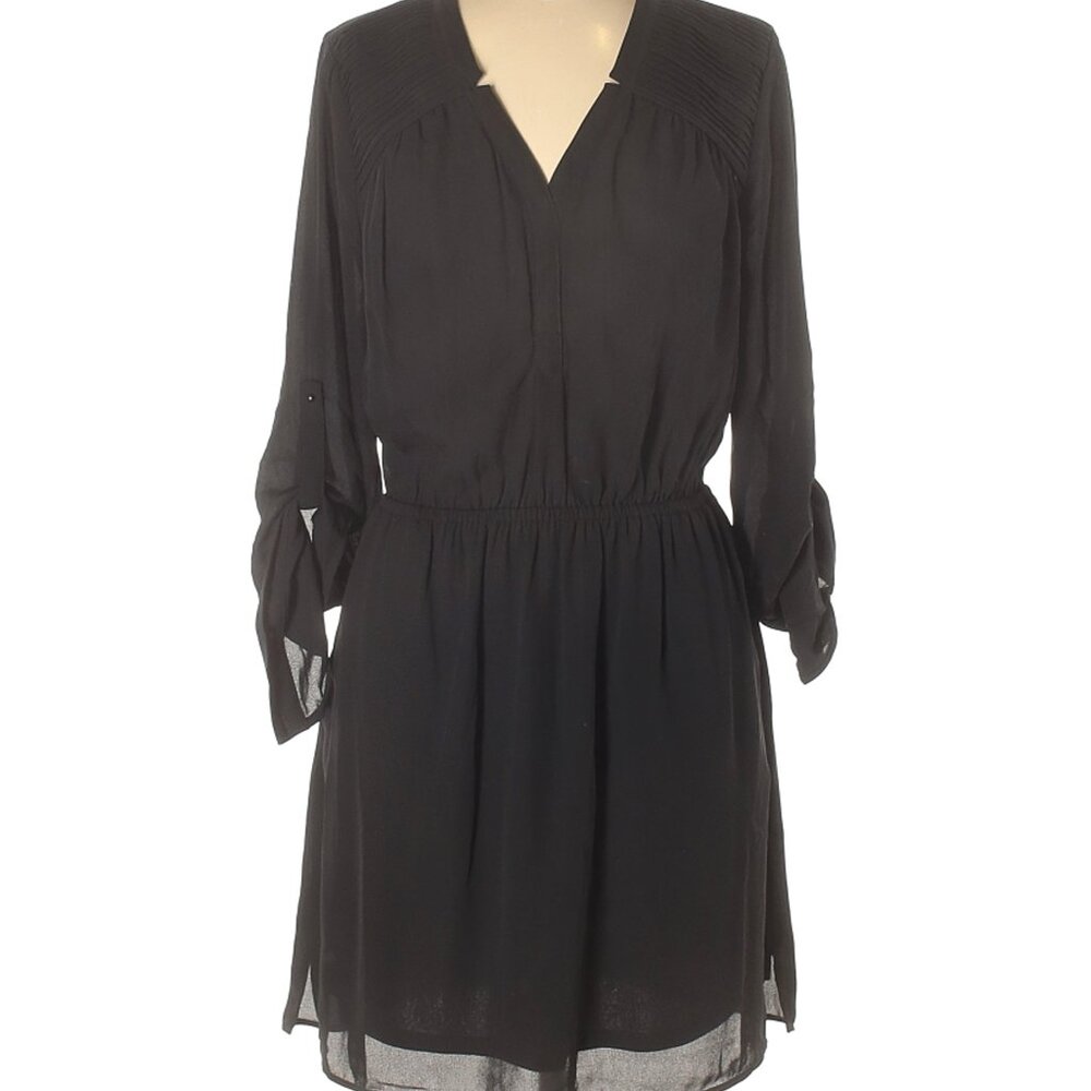 DR2 by Daniell Rainn Black Long Sleeve Shirt Dress Size M . Knee Length